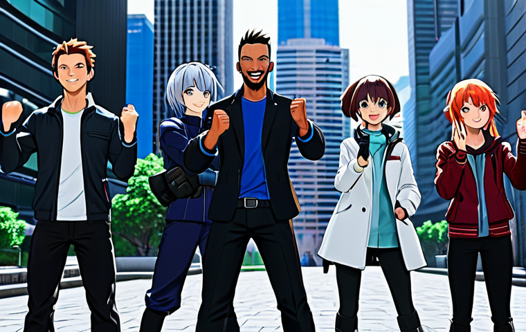 Clan Raid Success**
"A group of fully clothed, diverse anime-style characters (Nikkes) celebrating a victory after a challenging raid boss encounter in a futuristic cityscape, appropriate attire, safe for work, professional, modest, family-friendly, perfect anatomy, correct proportions, natural pose, well-formed hands, proper finger count, natural body proportions, high quality, dynamic action pose."
**