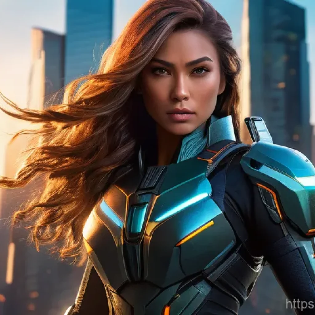 승리의여신 니케 스크린샷 퀄리티 향상 - A beautiful, highly-detailed Nikke female character is depicted in a dynamic, mid-action pose, her w...