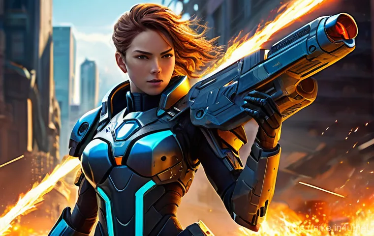 승리의여신 니케 시즌별 신규 콘텐츠 - **A New Burst Dealer Nikke in Action**
A highly detailed, full-body illustration of a powerful f...