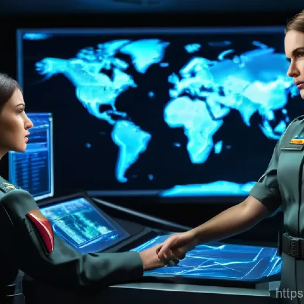 승리의여신 니케 스토리 모드 엔딩 분기 - **Prompt:** A solemn scene inside a dimly lit command center. The female Commander, wearing a milita...