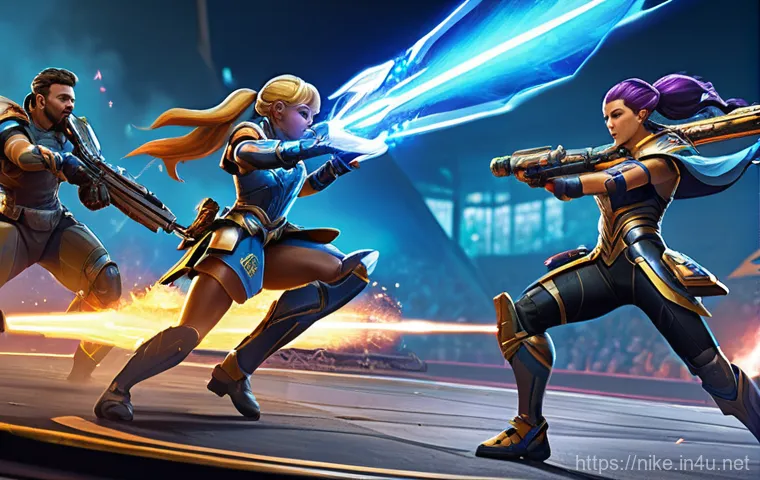 승리의여신 니케 상위 랭커 인터뷰 - A group of five diverse Nikke characters, designed for the "Goddess of Victory: Nikke" game, are pos...